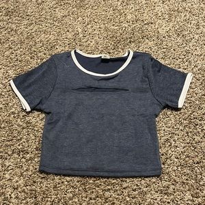 Dark blue and white cropped shirt